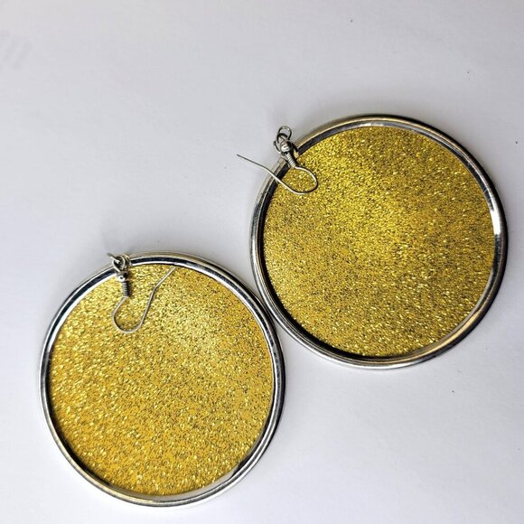 Gold with Butterfly Motif Large Round Earrings - Picture 3 of 4